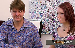 Curious swinger couples interact and have fun with other swinger people from the house
