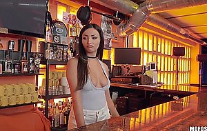 Young and honey Alyssia Kent bent over the bar and fucked silly