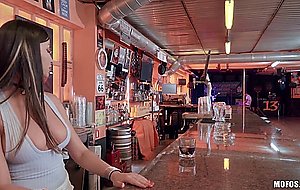 Young and honey Alyssia Kent bent over the bar and fucked silly