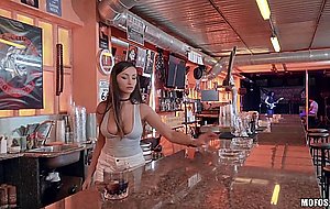 Young and honey Alyssia Kent bent over the bar and fucked silly