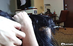 Hot brunette babysitter handles a hard cock