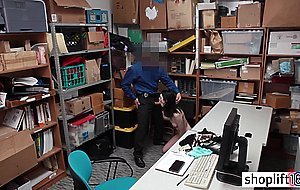 Skinny teen banged by a bad LP officer in his office