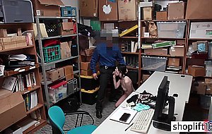 Skinny teen banged by a bad LP officer in his office