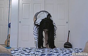 Megan wraps her luscious lips around Brothers dick