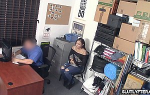 Suspected teen Adriana negotiates with officer Peter and spread her legs