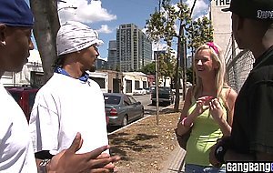 Pretty blonde slut swallowed some huge black dicks