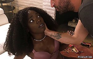 Ebony beauty slave whipped in bondage