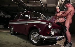 Busty german tattooed milf sucks and fucks