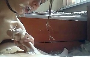 Face fucked and whip cream anal for nasty slut