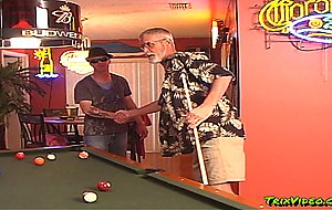 Sex with young pussy on the pool table