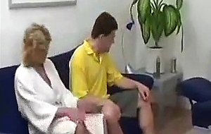 Blonde Granny In Glasses Fucks Boy