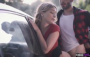 Kristen got fucked over the car hood  