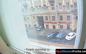 Real pov eurobabe pussybanged in the window 