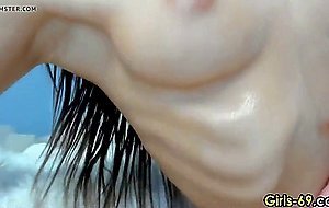 lovely petite fitness girl masturbates