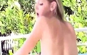 Sexy fuck young bitch riding cock on couch outdoor