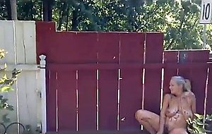 Blonde milf outdoor shit smear and masturbation  