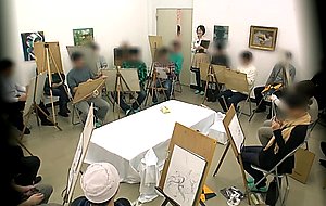 Asian slut getting fucked during live drawing class