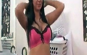 Big tit brunette gets titty fucked and blows
