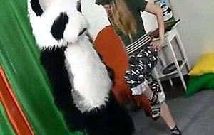 Costume party with teen girl turned to strap on fuck