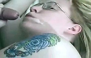 Nice tattoos and glasses on hot horny slut