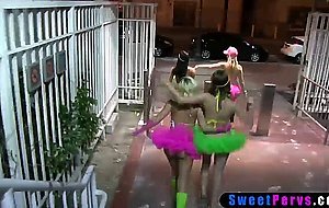 Lesbian teens invite big cocked dudes to fuck them