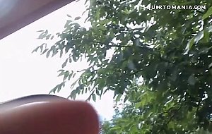 Teen Squirting Outdoor from TAXI with BFF Lesbian