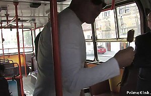 Petite blonde is fucked in public bus