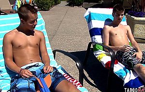 Teen ass banged by hunk stepdad and twink friend hard