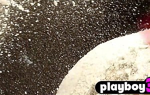 Crazy babes enjoyed a snow games before hot action