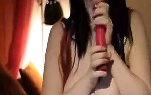 Hugh titts girl with wet pussy has fun with vibrator