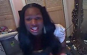 Ebony Tgirl shows her ass on webcam
