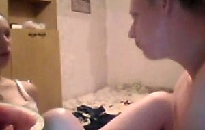 Rusian couple summer fun on table