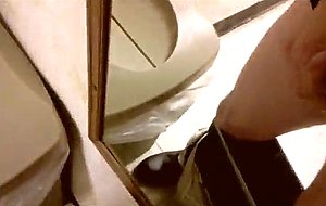 Pig dick boy mastubating in public restroom! messy cum