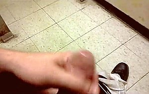Pig dick boy mastubating in public restroom! messy cum