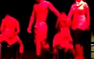 Five girls get up close dick time with 3 strippers