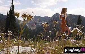 Perfect titted blonde muse Anna Katarina nude in nature