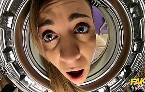 Naked girl with amazing boobs got fucked with her head in the laundry machine – Naked Girls