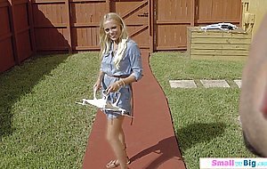 Petite babe goes to her neighbors house to fuck his bigcock