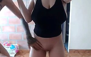 Young big tits wife on webcam