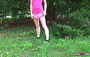 Hot lolly does some teasing while outdoors
