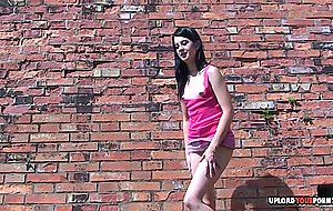 Hot lolly does some teasing while outdoors