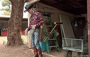 Cowboy anal fucks bound teen outdoors
