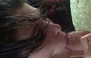 Wife giving a blowjob after a shower