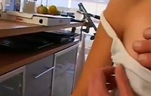 Hot amateur milf gets fucked in her kitchen