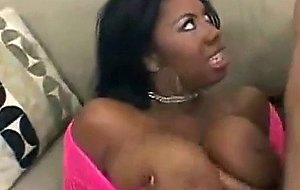 Black chick with huge tits gets fucked