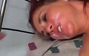 Curvy lady gets a double facial