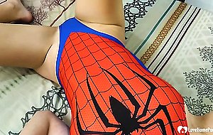 Kinky stepsister in a spiderman outfit gets creamed