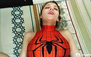 Kinky stepsister in a spiderman outfit gets creamed