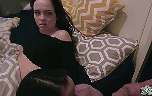 Aliya and Jackie share cum in hot threesome