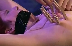 Bound pussy whipped clamped and toyed